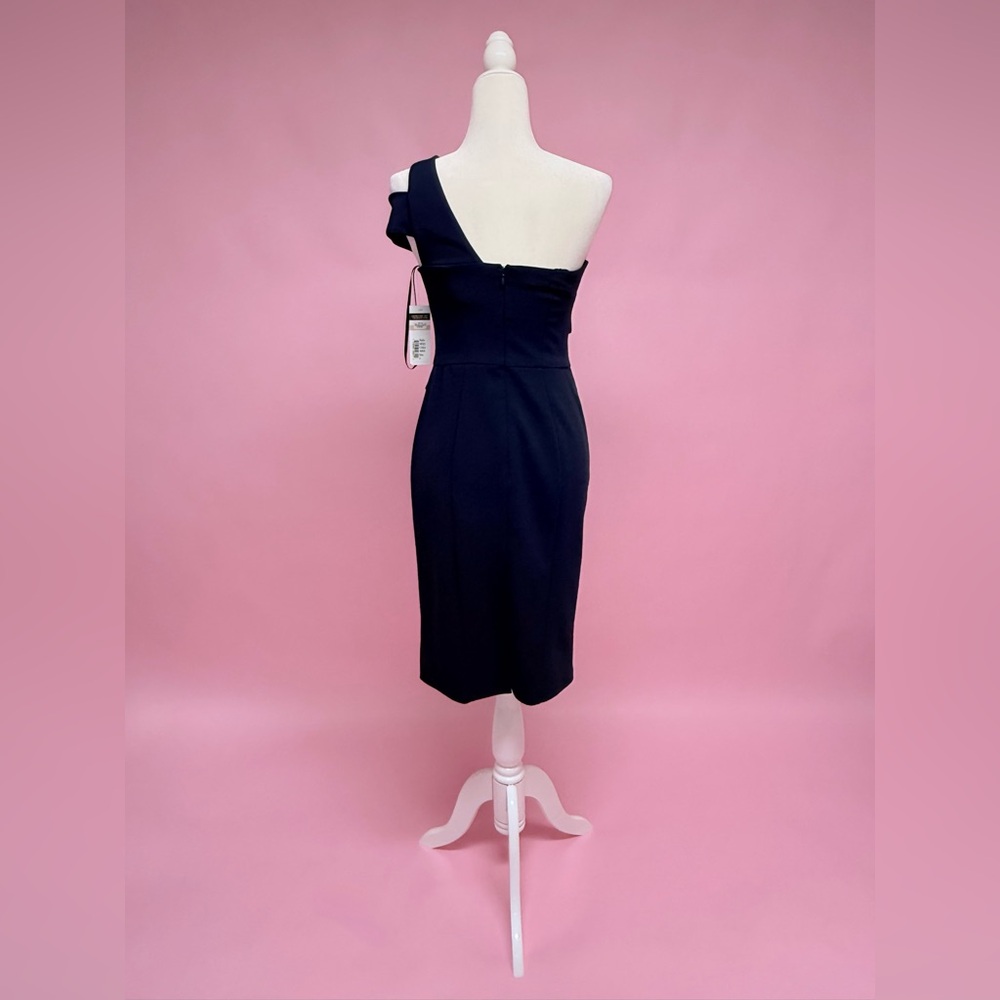 🌹Elegant Navy Cachet Roland Mouret One-Shoulder Dress - Picture 6 of 8